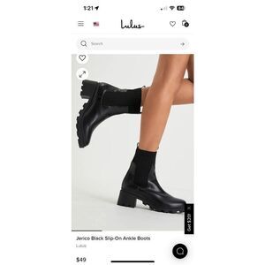 Lulus Jerico Black Slip-On Ankle Boots Size 7 1/2